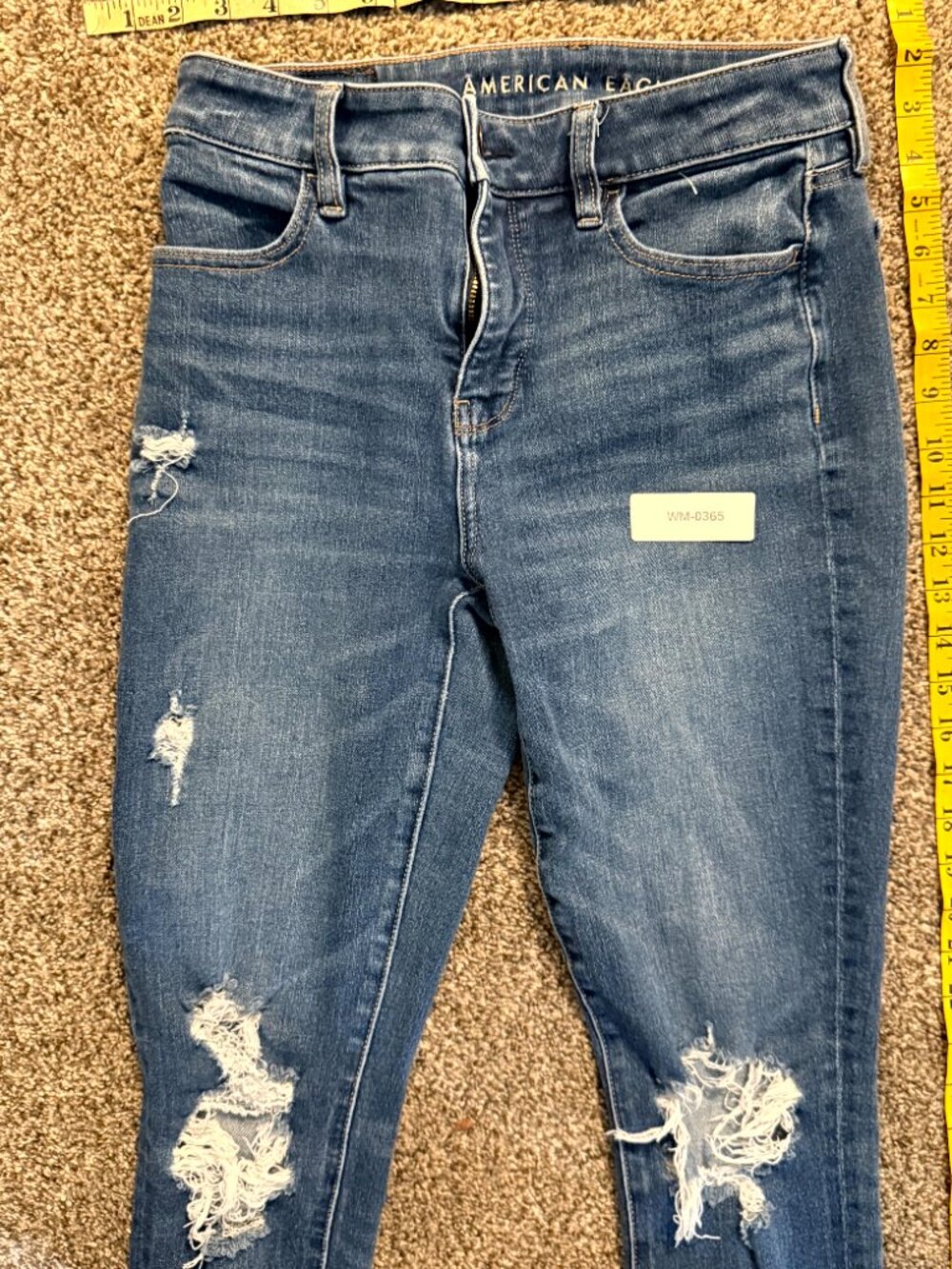 American Eagle Hi Rise Jegging Jeans Womens 2 Regular Ripped Blue - Picture 2 of 6
